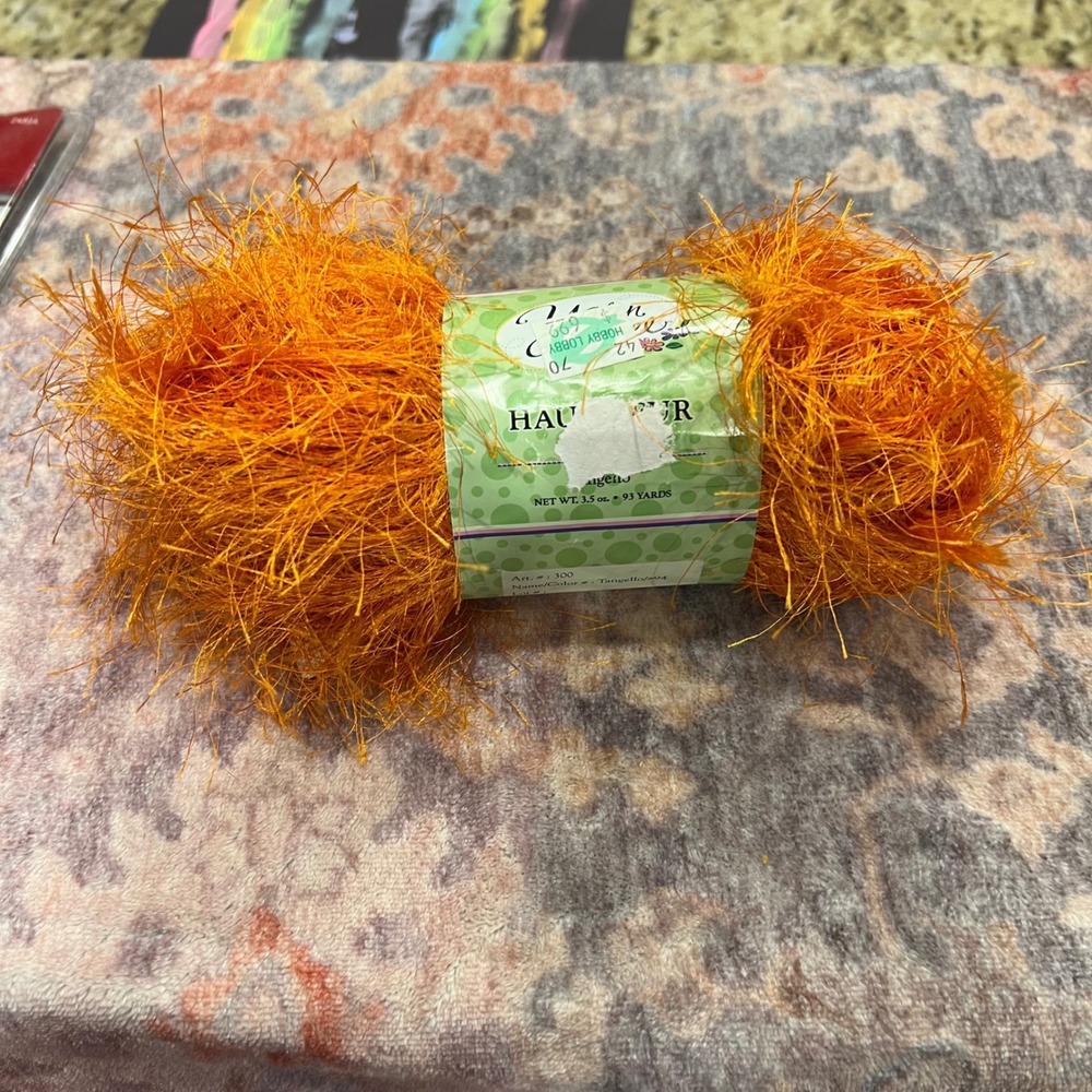 Hobby Lobby Yarn Bee Haute Fur Tangello Orange Eyelash Yarn 3.5oz 93yd Bulky 6